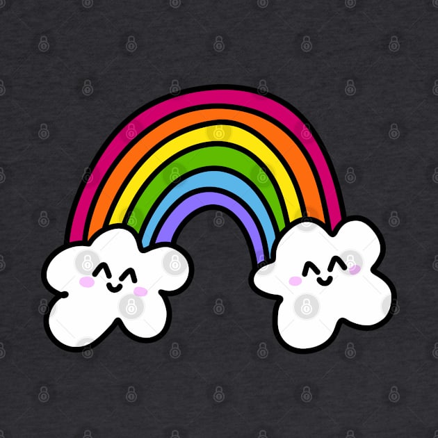 Cute Rainbow Doodle with Smiling Clouds, made by EndlessEmporium by EndlessEmporium